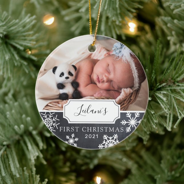 First Christmas Baby Photo Ceramic Tree Decoration (Tree)