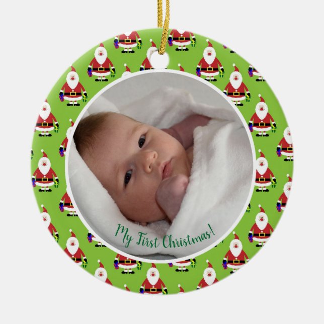 First Christmas baby photo Ceramic Tree Decoration (Front)