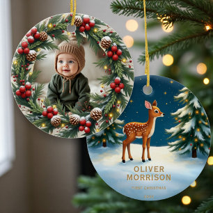 First Christmas Baby Photo Ceramic Tree Decoration