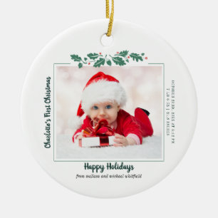 First Christmas Baby Photo Collage Holiday Family Ceramic Tree Decoration