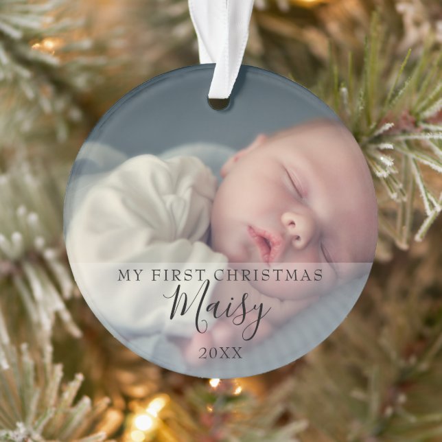 First Christmas Baby Photo Monogram Ornament (Tree)