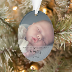 First Christmas Baby Photos Script Holiday Ornament