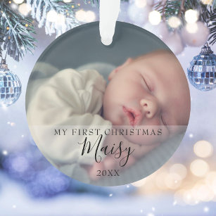First Christmas Baby Photos Script Name Ornament