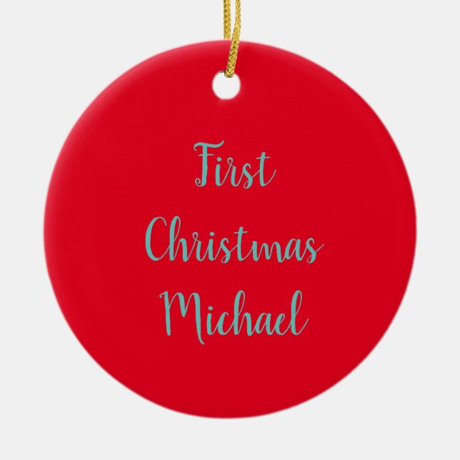 First Christmas Baby Your Own Photo Picture Ceramic Tree Decoration (Front)