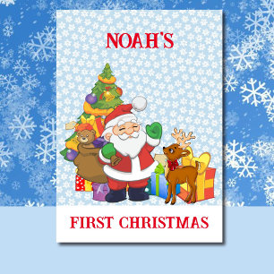 First Christmas Baby's Personalise Name Cute Holiday Card