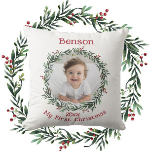 First Christmas Baby's Photo Keepsake  Cushion