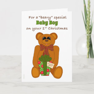 First Christmas Beary Special Baby Boy Holiday Card