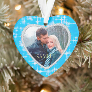 First Christmas Blue Ice Stars Template Ornament