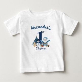 First Christmas Blue Santa Baby T-Shirt