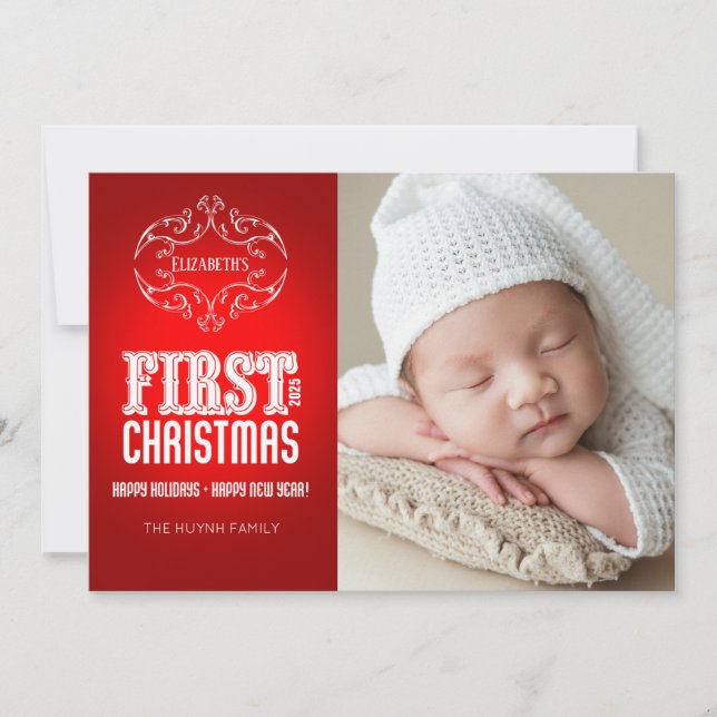 First Christmas Card with Personalised Picture (Front)