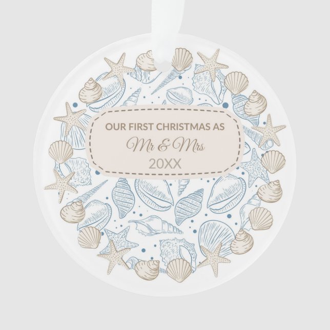 First Christmas Coastal Christmas Decor Seashells  Ornament (Front)