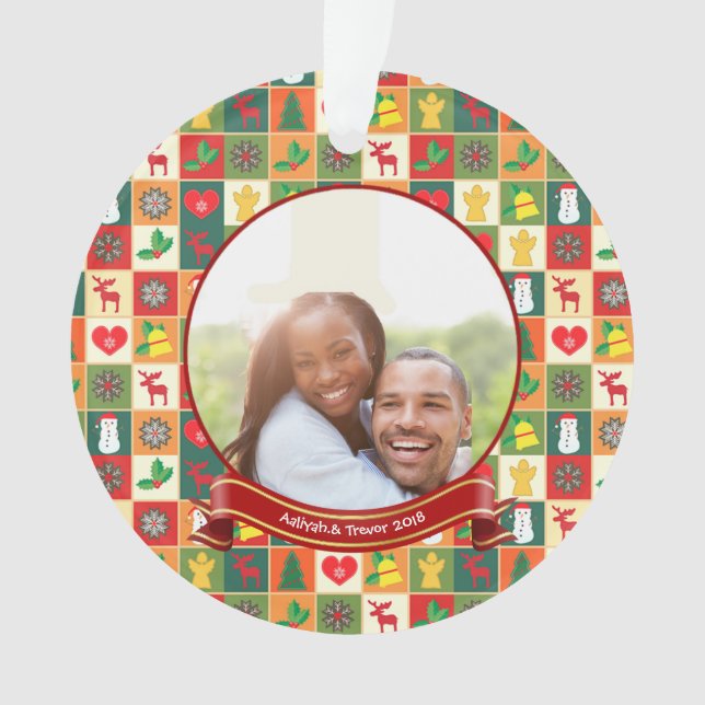 First Christmas  Couple Custom Photo Ornament (Front)