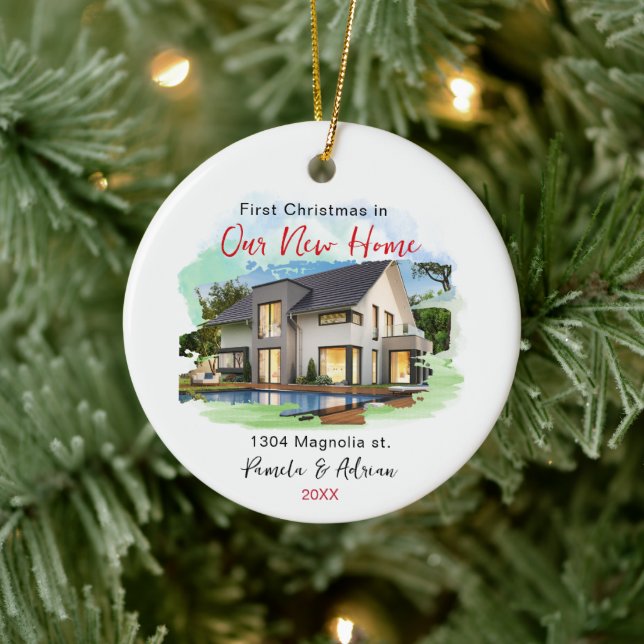 first christmas Custom house photo Ceramic Tree Decoration (Tree)
