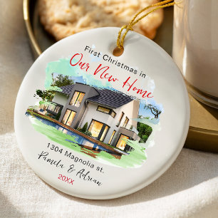 first christmas Custom house photo Ceramic Tree Decoration