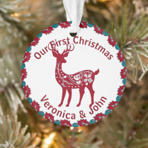 First Christmas Custom Nordic Reindeer Scandinavia Ornament