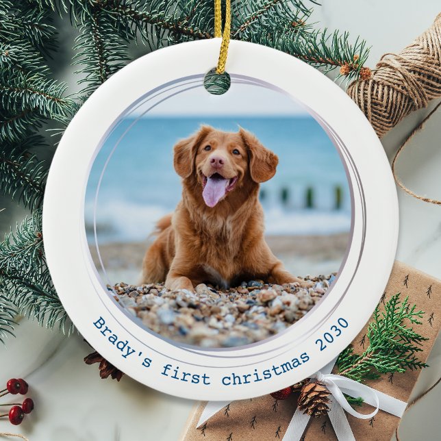 First Christmas Customized Dog Pet Photo Ceramic Tree Decoration (Creator Uploaded)