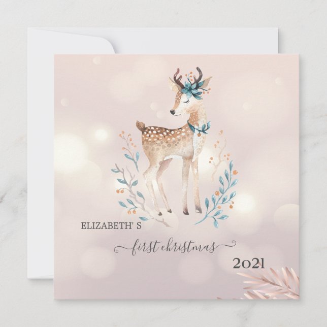 First Christmas,Cute Deer Holiday   (Front)