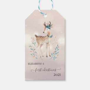 First Christmas,Cute Deer Holiday   Gift Tags