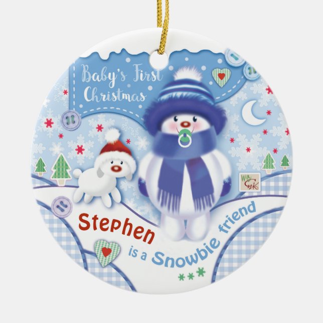 First Christmas, Cute Ornament for Baby Boy (Front)