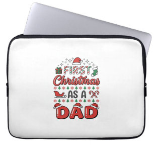 First Christmas Dad Holiday Laptop Sleeve
