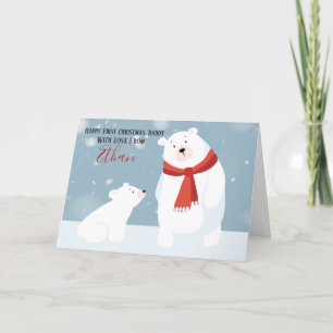 First Christmas Daddy Polar Bear Personalised Holiday Card