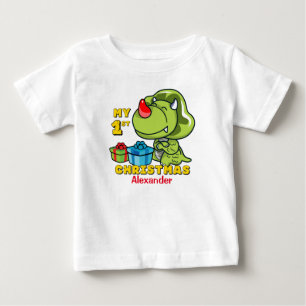 First Christmas Dinosaur Custom Baby T-Shirt
