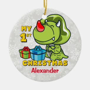 First Christmas Dinosaur Custom Ceramic Tree Decoration