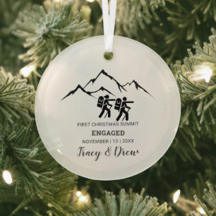 First Christmas Engage Outdoorsy Mountain Hiking Glass Tree Decoration