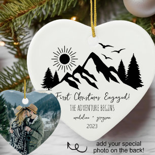 First Christmas Engaged Adventure Ceramic Tree Decoration