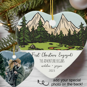 First Christmas Engaged  Ceramic Tree Decoration