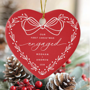 First Christmas Engaged Ceramic Tree Decoration