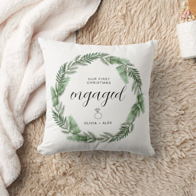 First Christmas Engaged Christmas Gift For Couples Cushion (Blanket)
