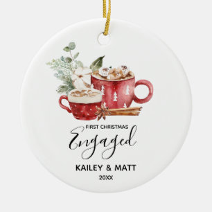 First Christmas Engaged Couple Ceramic Ornament