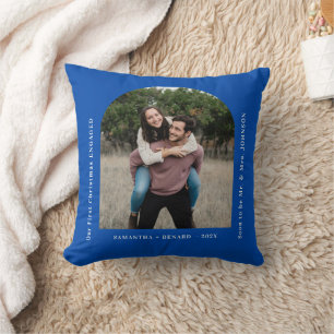First Christmas Engaged Couples Photo Arch Cushion