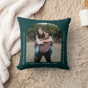 First Christmas Engaged Couples Photo Arch Cushion