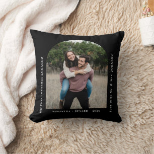 First Christmas Engaged Couples Photo Arch Cushion