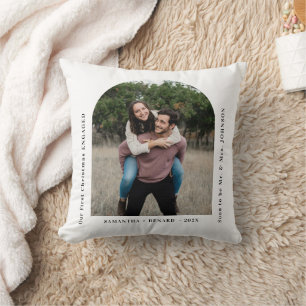 First Christmas Engaged Couples Photo Arch Cushion
