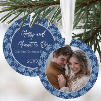 First Christmas Engaged Couples Photo Poinsettia Ornament