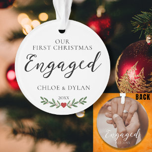 First Christmas Engaged Custom Photo Keepsake Ornament