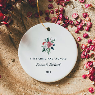 First Christmas Engaged   Elegant and Minimalist Ceramic Tree Decoration