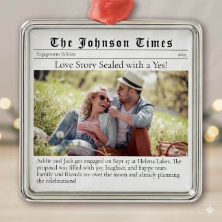 First Christmas Engaged | Engagement Announcement Metal Tree Decoration