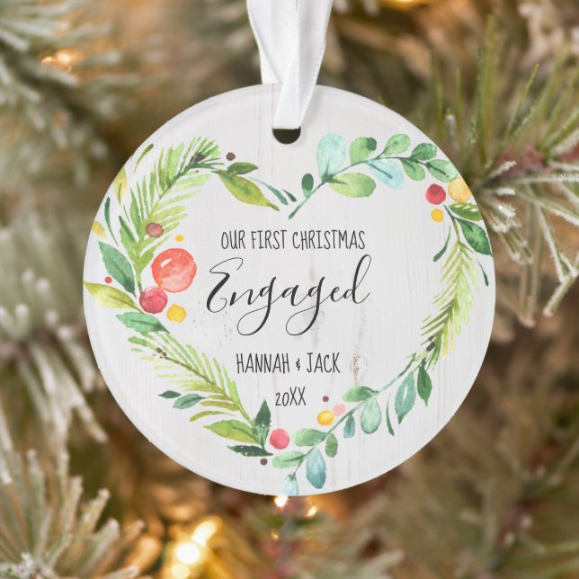 First Christmas Engaged, Engagement Christmas Ornament (Tree)