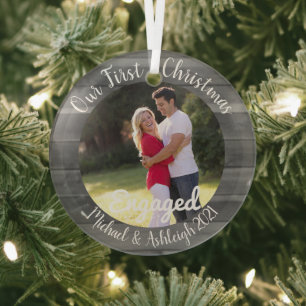 First Christmas Engaged Glass Tree Decoration