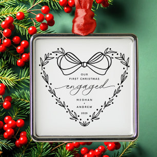 First Christmas Engaged Metal Tree Decoration