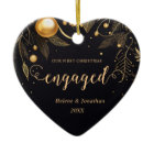 First Christmas Engaged Modern Elegant Couple Gold