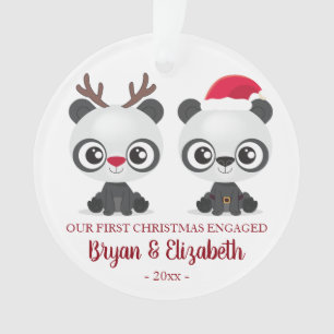 First Christmas engaged or married funny Pandas Ornament