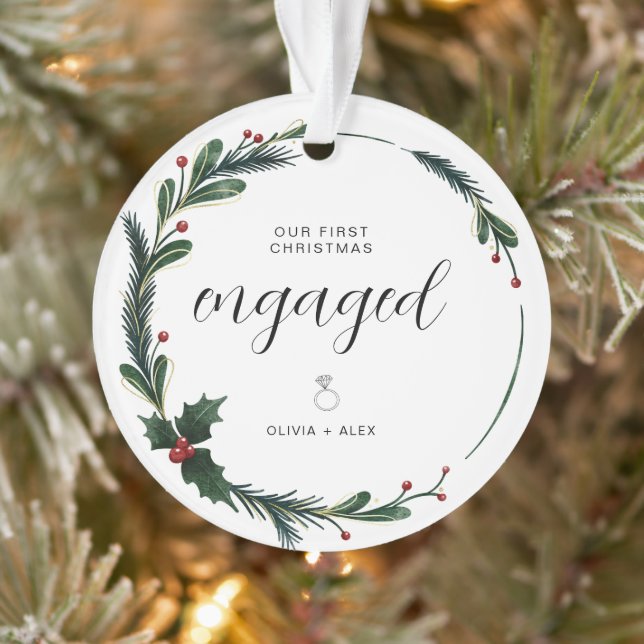 First Christmas Engaged Personalised Couple Gift  Ornament (Tree)