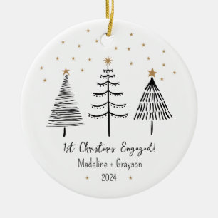 First Christmas Engaged Photo Christmas Ceramic Tree Decoration