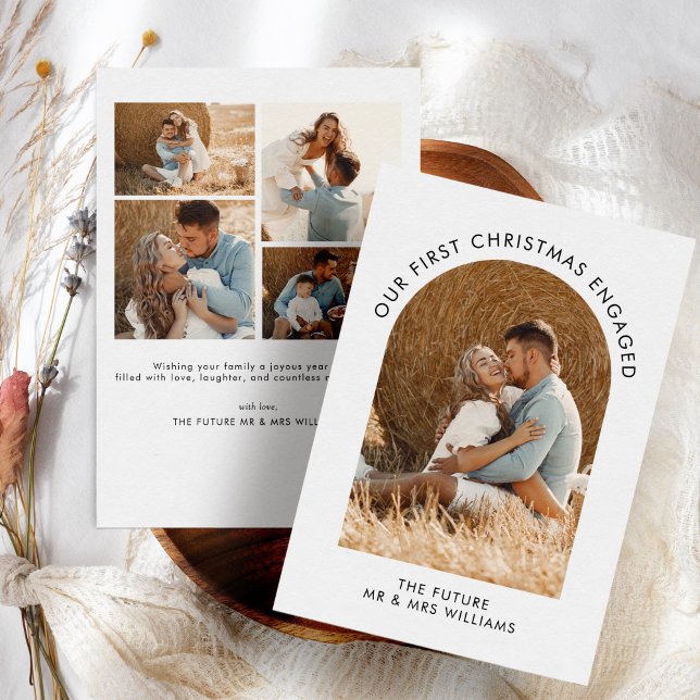 First Christmas Engaged Photo Christmas Holiday Card (Creator Uploaded)