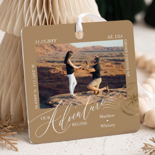 First Christmas Engaged Photo Engagement Keepsake Metal Tree Decoration